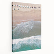Side view of a large stretched canvas depicting a summer scene in vibrant green and yellow tones.