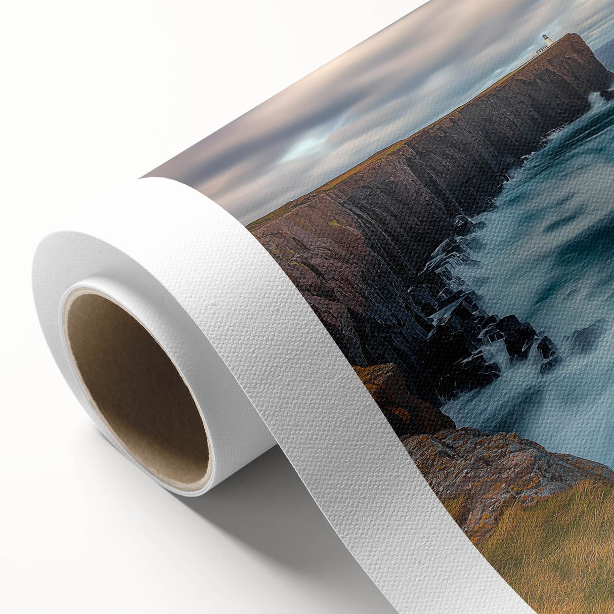 Stunning rolled canvas showcasing a vibrant landscape of cliffs and hills in rich earth tones, perfect for enhancing home decor and artistic ambiance.