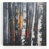 Modern Dining Room Wall Art – Abstract Birch Trees on Canvas