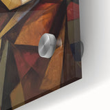 Abstract figurative acrylic painting on glass, showcasing vibrant colors and intricate textures, ideal for modern home decor and artistic displays.