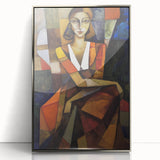Framed acrylic artwork showcasing an abstract figurative design with silver accents, displayed from a front view, ideal for modern home decor. Perfect for enhancing contemporary interiors with a touch of elegance and artistic flair.
