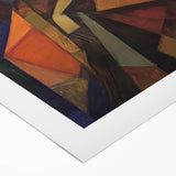 Abstract figurative rolled canvas artwork showcasing vibrant colors and fluid shapes, ideal for modern decor, presented in a protective cardboard tube.