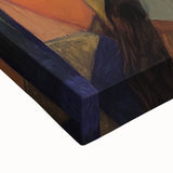 Abstract figurative stretched canvas artwork showcasing vibrant colors and intricate patterns, perfect for modern home decor, emphasizing creativity and artistic expression.