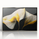 Framed acrylic wall art featuring abstract floral design in vibrant colors, elegantly showcased in a sleek silver frame, perfect for modern home decor.