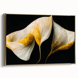 Framed abstract floral wall art in a gold frame, showcasing vibrant colors and intricate designs. Ideal for modern home decor, adding elegance and style to any space.