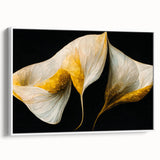 Framed abstract floral wall art on a white canvas, showcasing vibrant colors and intricate designs, displayed from a side view to highlight its texture and depth.