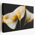 Abstract floral wall art on stretched canvas, showcasing vibrant colors and intricate designs, ideal for modern home decor. Side view highlights depth and texture.
