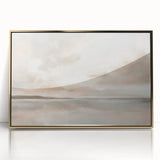 Framed abstract landscape wall art featuring gold accents and vibrant colors, perfect for modern home decor. The piece adds a touch of elegance to any interior setting.