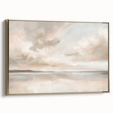 Framed canvas wall art featuring an abstract landscape design with gold accents, showcasing a modern aesthetic. The side view highlights the frame's elegant finish, perfect for contemporary home decor.