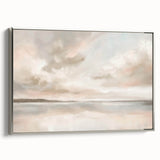 Framed canvas wall art displaying an abstract landscape design with vibrant colors and intricate details, featuring a sleek silver frame that enhances its elegance. Perfect for modern home decor.