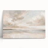 Abstract landscape wall art on stretched canvas, showcasing vibrant colors and flowing forms, perfect for modern home decor, leaning against a wall.