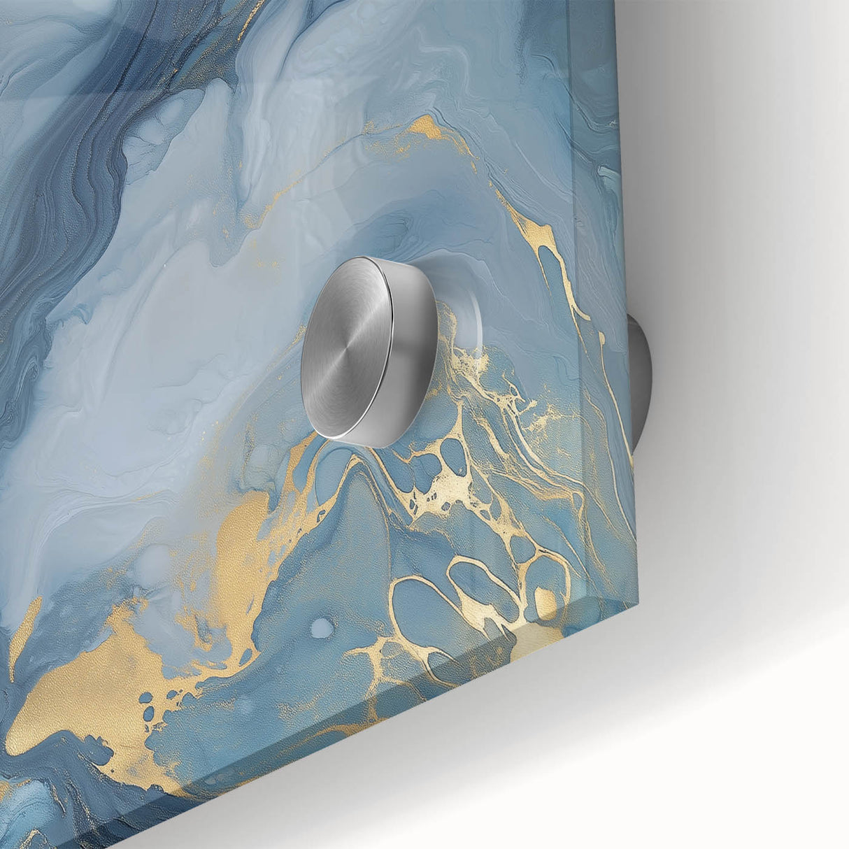 Fluid Abstract Canvas Art – Navy, Gray & Gold Marble-Inspired Flow