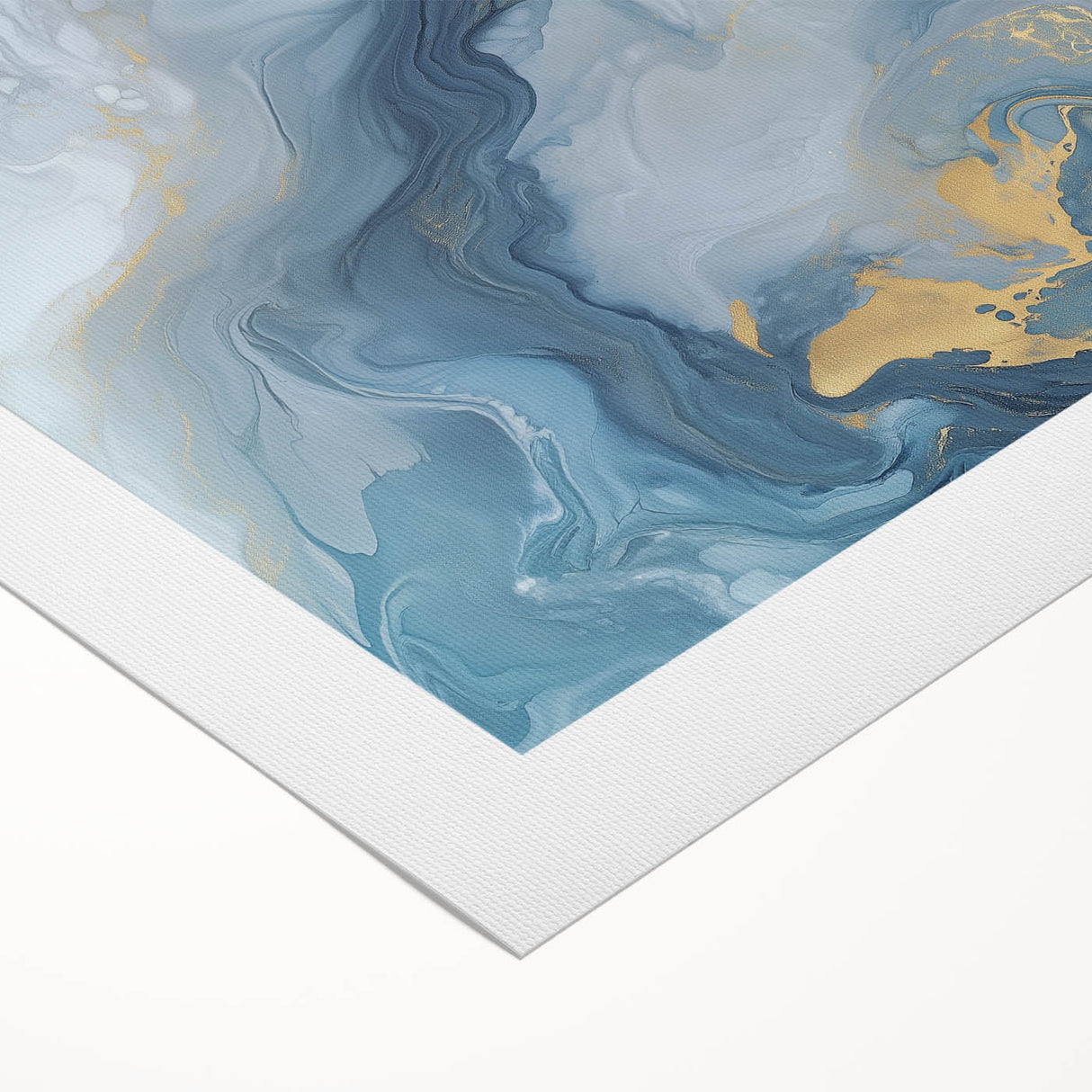 Fluid Abstract Canvas Art – Navy, Gray & Gold Marble-Inspired Flow