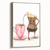 Framed canvas of vintage poster art depicting a serene landscape in muted earth tones, suitable for bedroom decor.