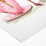 Art deco poster featuring a stylized cocktail glass in black and gold, on a rolled canvas, ideal for dining room wall art.