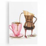 Black and white stretched canvas featuring assorted culinary items, ideal for kitchen wall art.