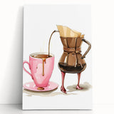 Large black and white stretched canvas featuring assorted kitchen utensils, ideal for kitchen wall art.