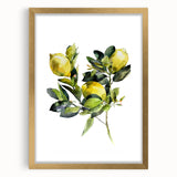 Extra large abstract art print featuring a textured mix of vibrant fruit motifs on a gold-framed canvas.