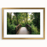 Elegant gold landscape bridge frame with a white mat, showcasing a modern art print, perfect for enhancing home decor and gallery displays. Ideal for art enthusiasts.