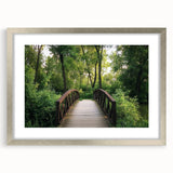 Silver landscape bridge frame with mat, showcasing a modern design, ideal for highlighting artwork or photography in home decor. Front view emphasizes sleek aesthetics and versatility for various interiors.