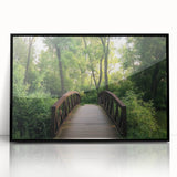 Framed acrylic artwork showcasing a landscape bridge scene, featuring vibrant colors and detailed textures. Ideal for modern home decor or office spaces.
