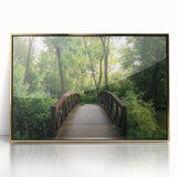 Framed acrylic artwork depicting a vibrant landscape bridge with golden accents, showcasing intricate details and a glossy finish, ideal for modern decor.