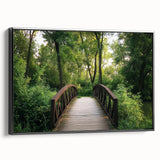 Framed canvas artwork of a landscape bridge, showcasing intricate details and a black frame, ideal for enhancing home decor with a touch of elegance and nature.