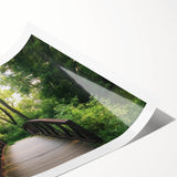 Landscape bridge artwork printed on high-quality canvas, showcasing a serene natural scene with vibrant colors, rolled for easy transport in a protective tube.