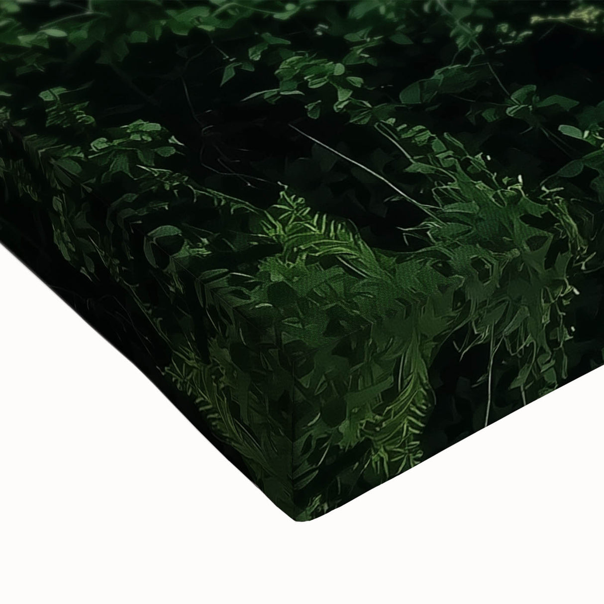 Close-up of a stretched canvas artwork depicting a serene landscape bridge over a tranquil river, showcasing vibrant colors and intricate details for home decor.