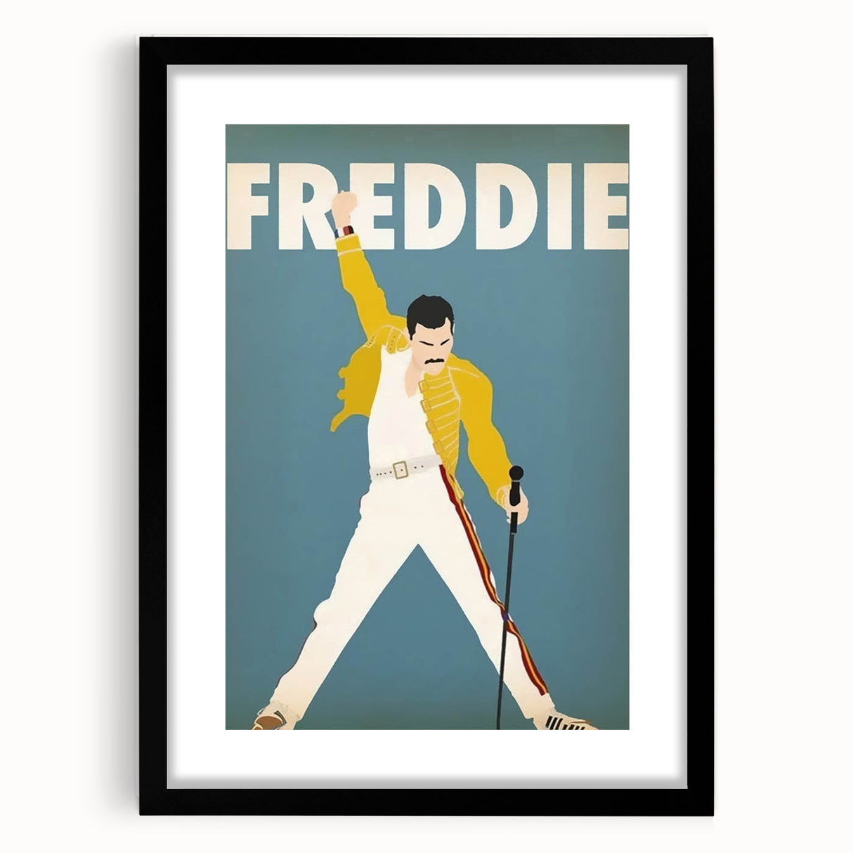 Freddie Mercury Retro Wall Art - Vintage Minimalist Music Poster
