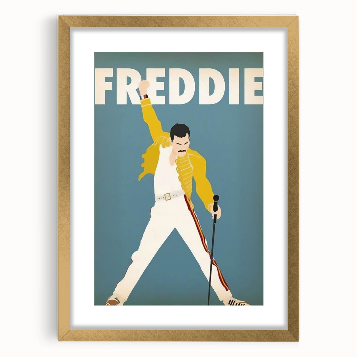 Freddie Mercury Retro Wall Art - Vintage Minimalist Music Poster