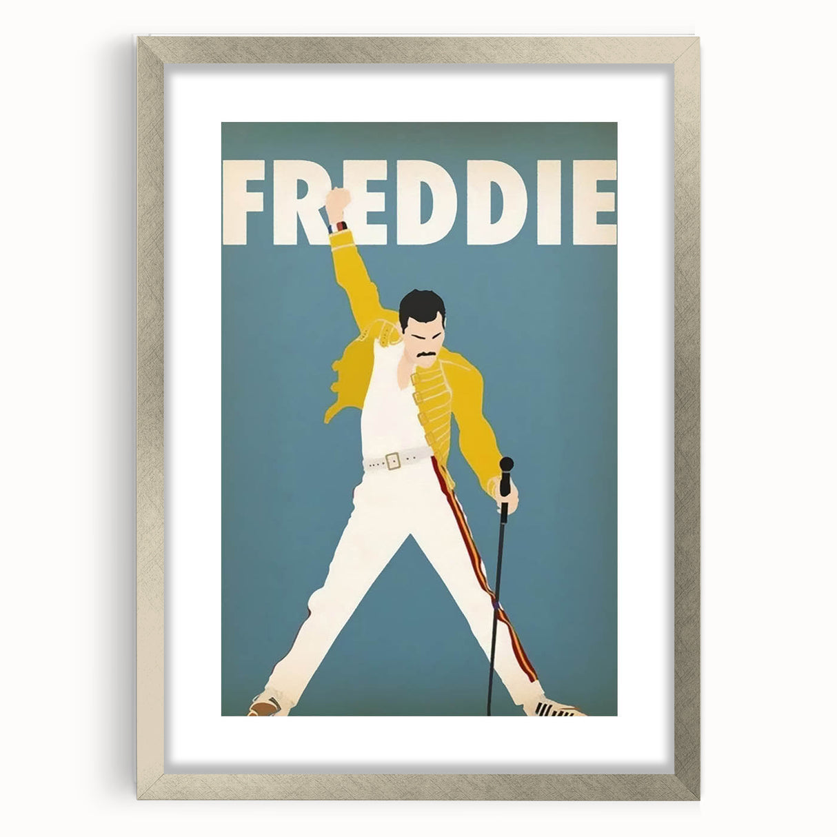 Freddie Mercury Retro Wall Art - Vintage Minimalist Music Poster