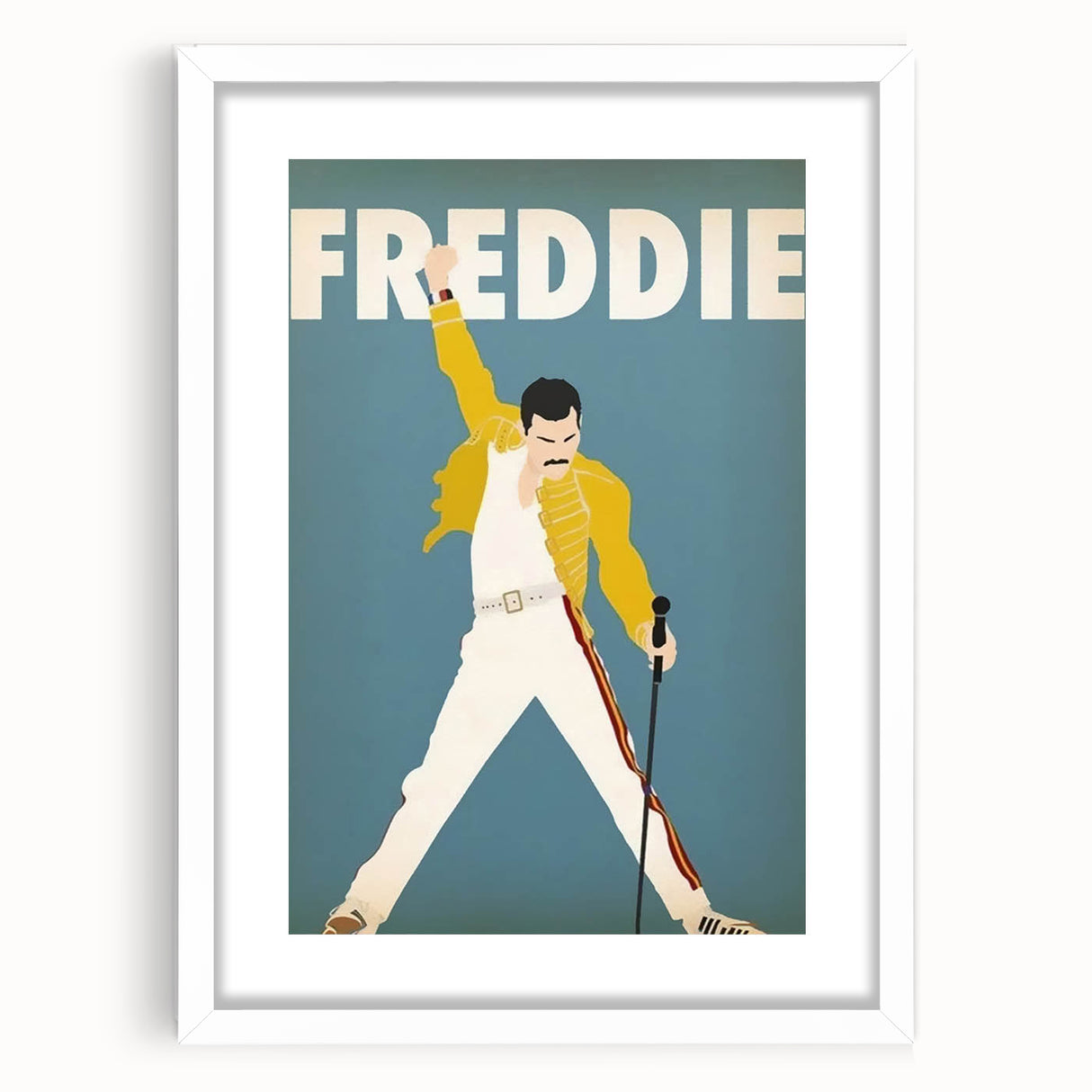 Freddie Mercury Retro Wall Art - Vintage Minimalist Music Poster