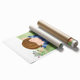 Calm Boys Room Wall Art – Child Relaxing with Snail and Flowers