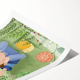 Calm Boys Room Wall Art – Child Relaxing with Snail and Flowers