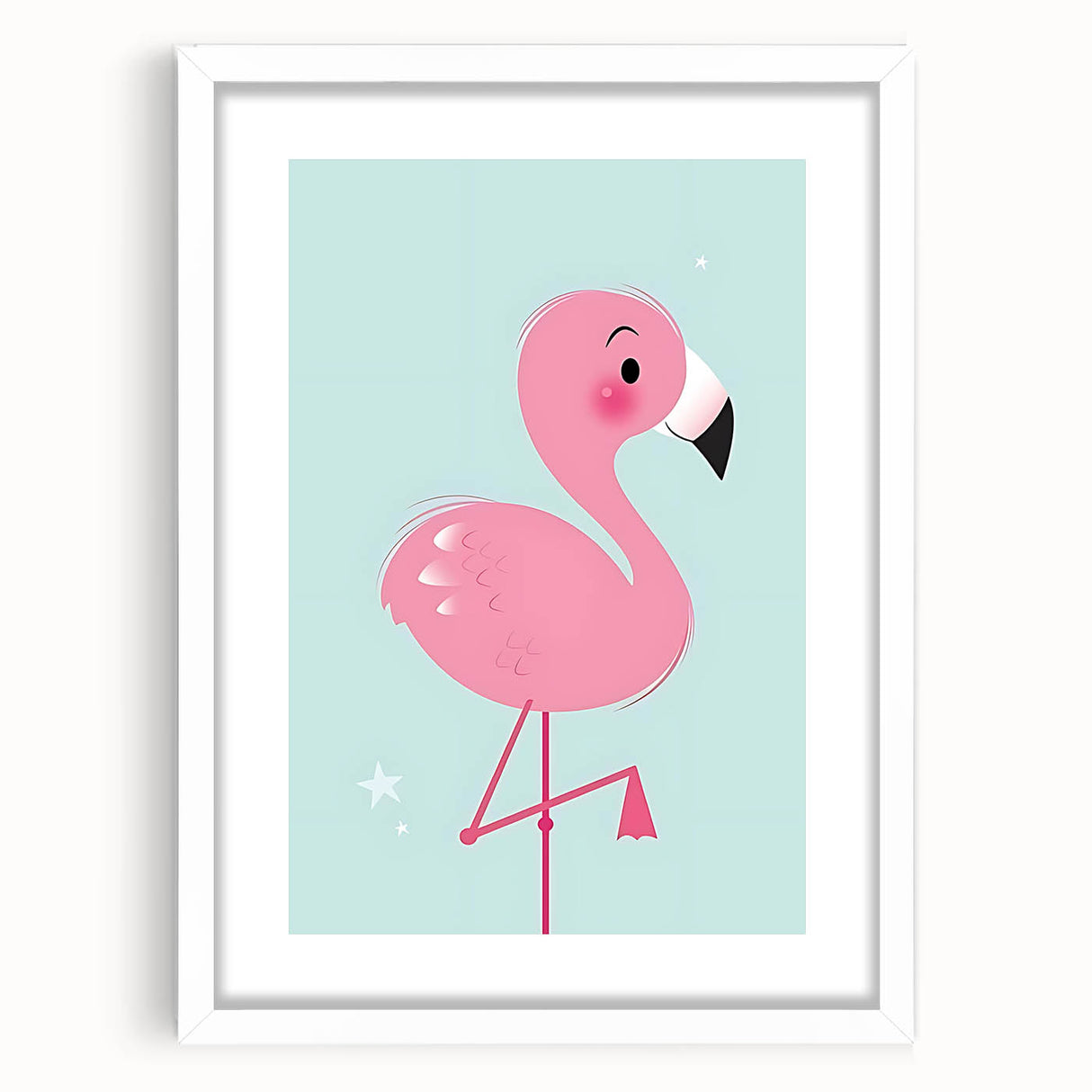 Pink Flamingo Illustration - Personalized Kids Room Art