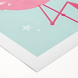 Pink Flamingo Illustration - Personalized Kids Room Art