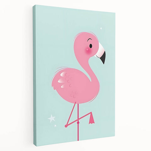Pink Flamingo Illustration - Personalized Kids Room Art