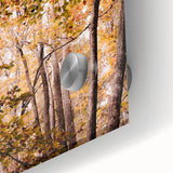 Large abstract wall art in autumnal hues on acrylic glass, ideal for dining room art, reflecting mid-century modernist style.