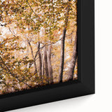 Extra large framed canvas featuring a textured, colorful abstract design in autumnal hues, ideal for living room decor.