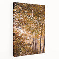 Large art depicting a fall scene with warm orange and red hues on a stretched canvas, ideal for kitchen wall decor.
