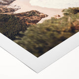 Art deco poster featuring a summer beach scene in muted pastels on rolled canvas, suitable for dining room decor.