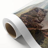 Art deco poster of a summer scene with vibrant green and yellow tones on rolled canvas, ideal for nursery wall art.