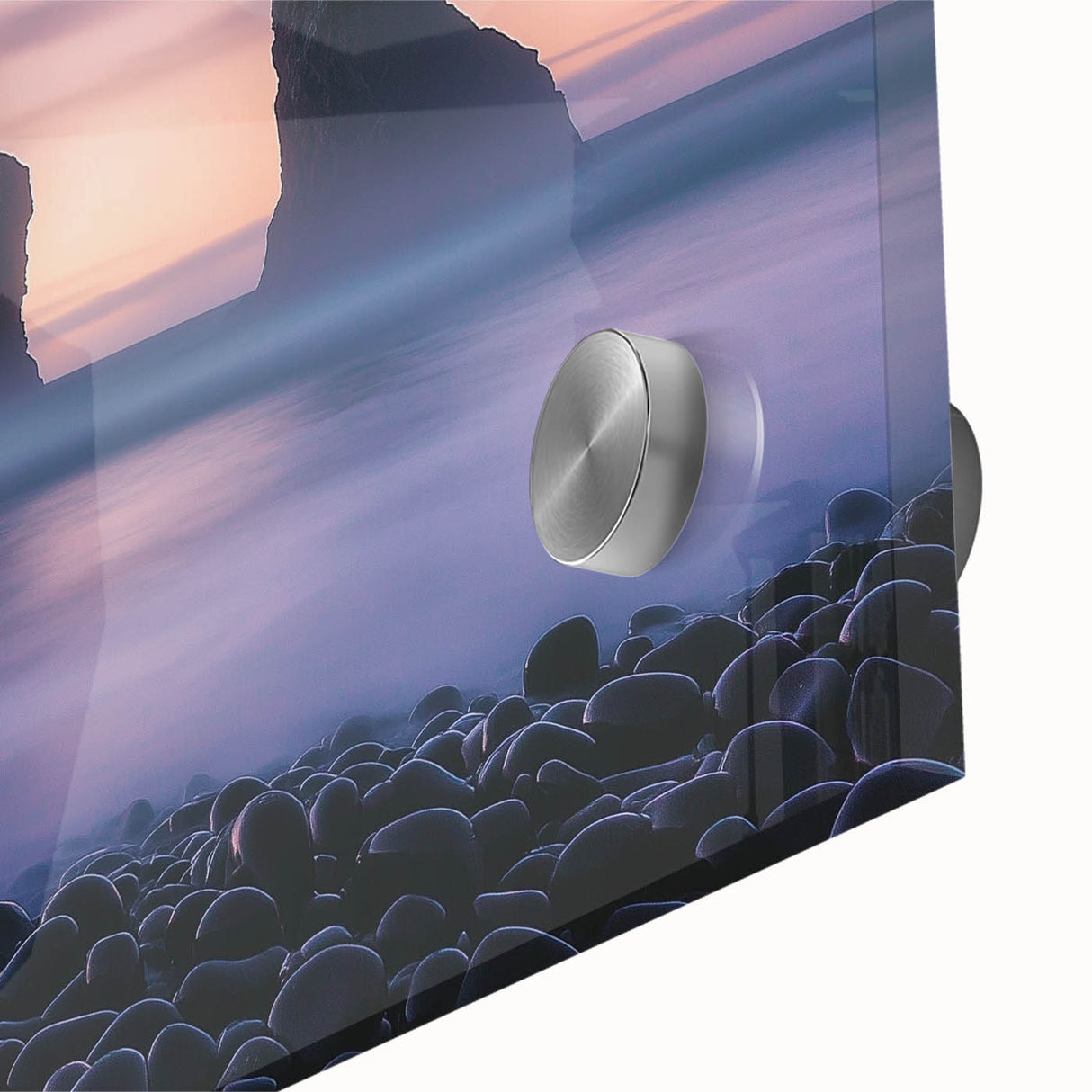 Close-up of an acrylic landscape artwork showcasing dramatic cliffs with vibrant colors and intricate details, ideal for enhancing modern home decor.