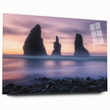 Acrylic glass artwork showcasing a stunning side view of dramatic cliffs, featuring vibrant colors and intricate details, ideal for landscape enthusiasts and modern decor.