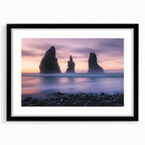 Framed black landscape artwork depicting dramatic cliffs against a clear sky, showcasing intricate details and textures, ideal for modern decor and nature enthusiasts.