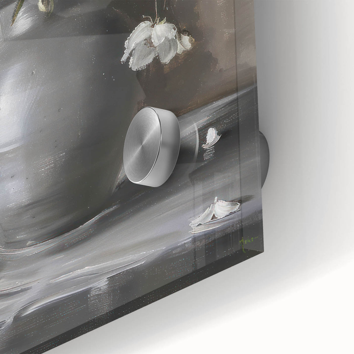 Elegant Floral Still Life - Monochrome Vase Living Room Wall Art