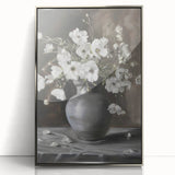 Elegant Floral Still Life - Monochrome Vase Living Room Wall Art