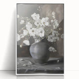 Elegant Floral Still Life - Monochrome Vase Living Room Wall Art