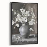 Elegant Floral Still Life - Monochrome Vase Living Room Wall Art